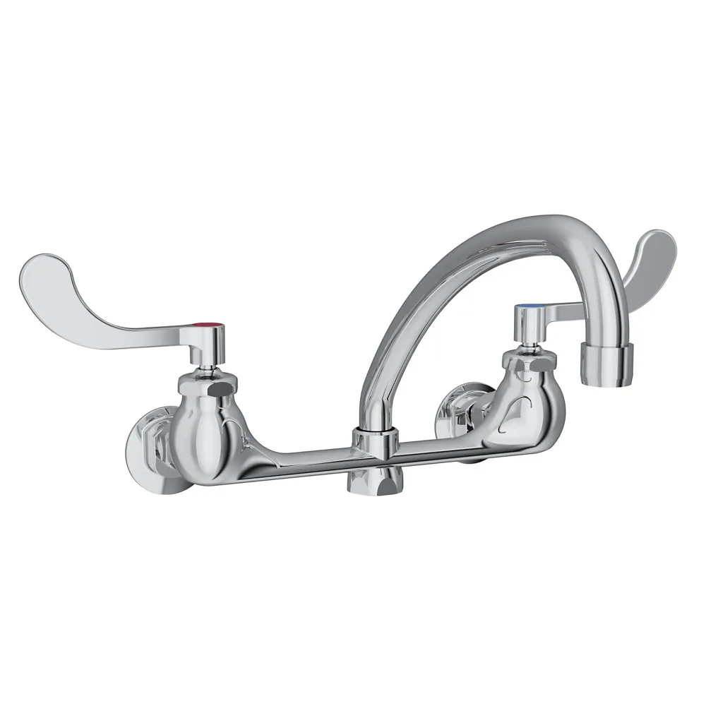 Wall Mount Faucet With 10 Inch Arc Tube Spout, 4 Inch Wristblade Handle 1/2 Inch Offset Inlet