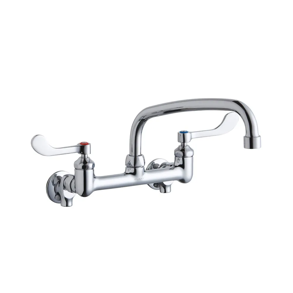 Wall Mount Faucet With 10 Inch Arc Tube Spout, 4 Inch Wristblade Handle 1/2 Inch Offset Inlet