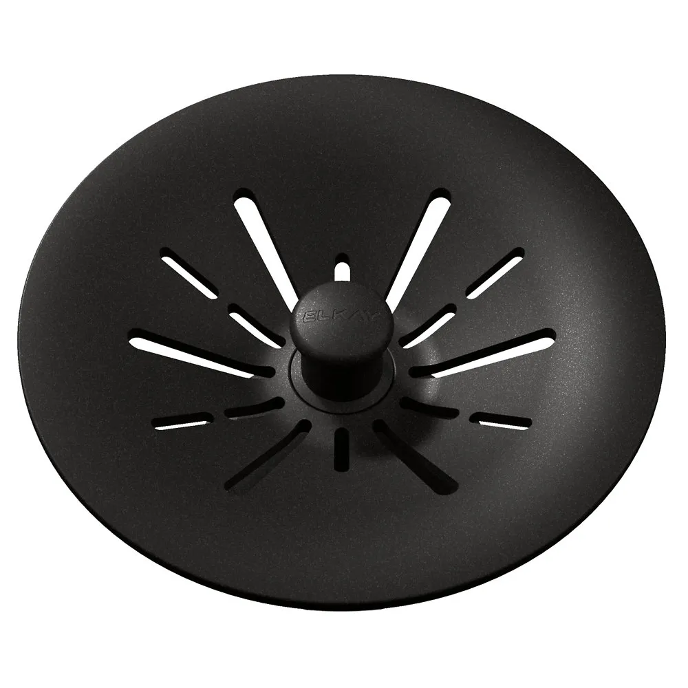 Removable Polymer Basket Strainer and Rubber Stopper, Black