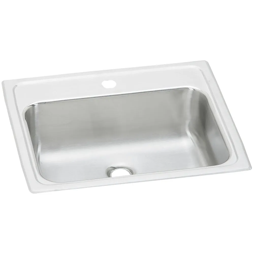 Stainless Steel 19 x 17 x 6-1/8 Inch 1-Hole Single Bowl Drop-in Bathroom Sink with Overflow