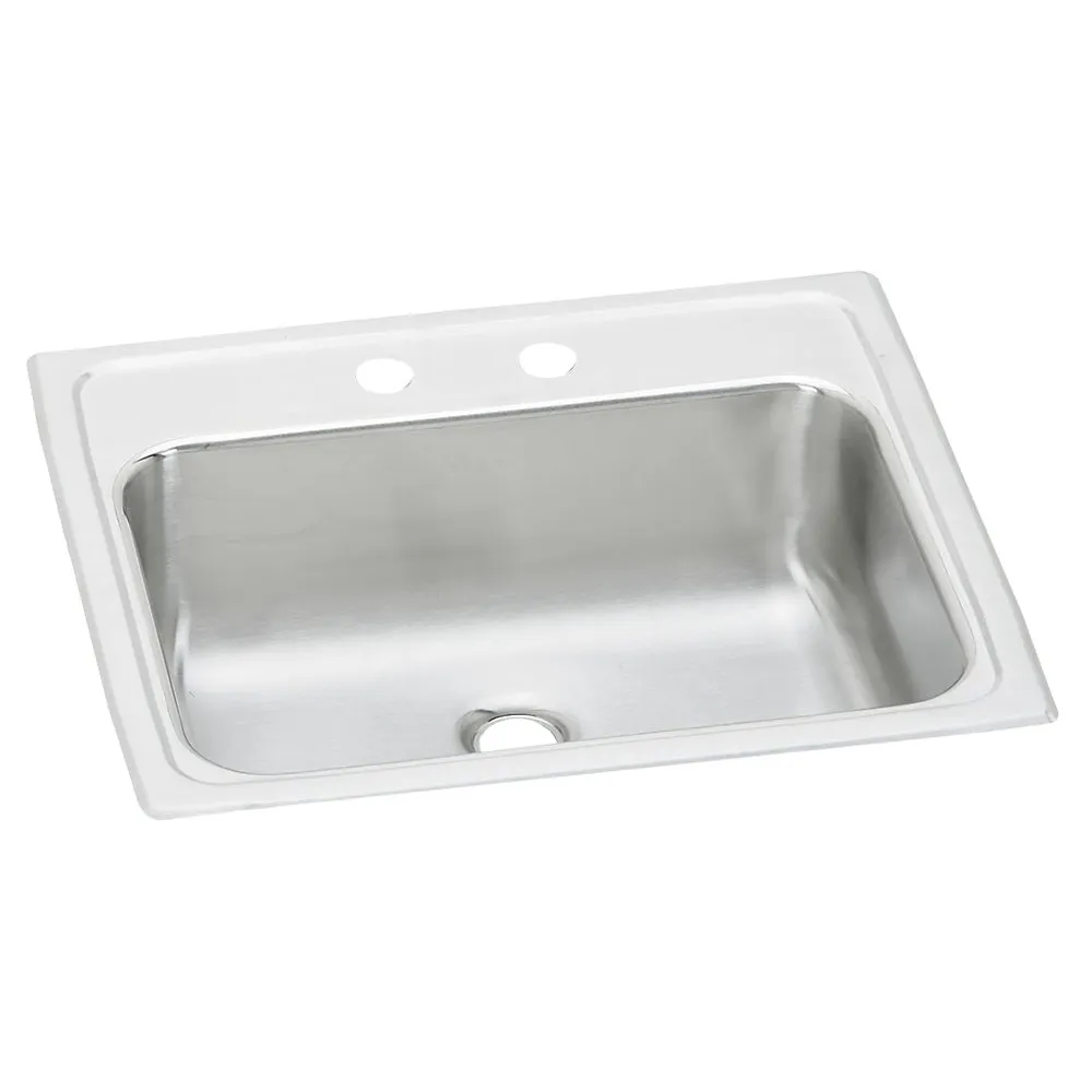 Stainless Steel 19 x 17 x 6-1/8 Inch 2-Hole Single Bowl Drop-in Bathroom Sink with Overflow