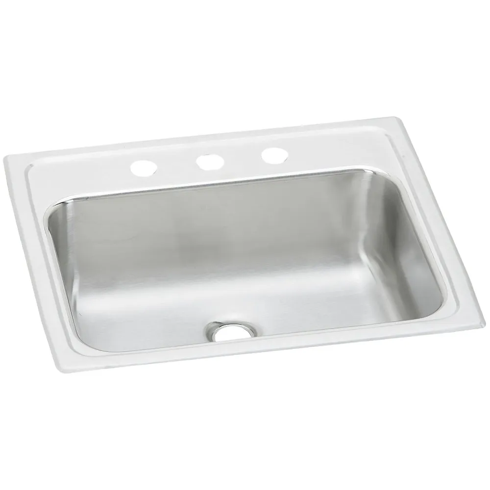 Stainless Steel 19 x 17 x 6-1/8 Inch 3-Hole Single Bowl Drop-in Bathroom Sink with Overflow