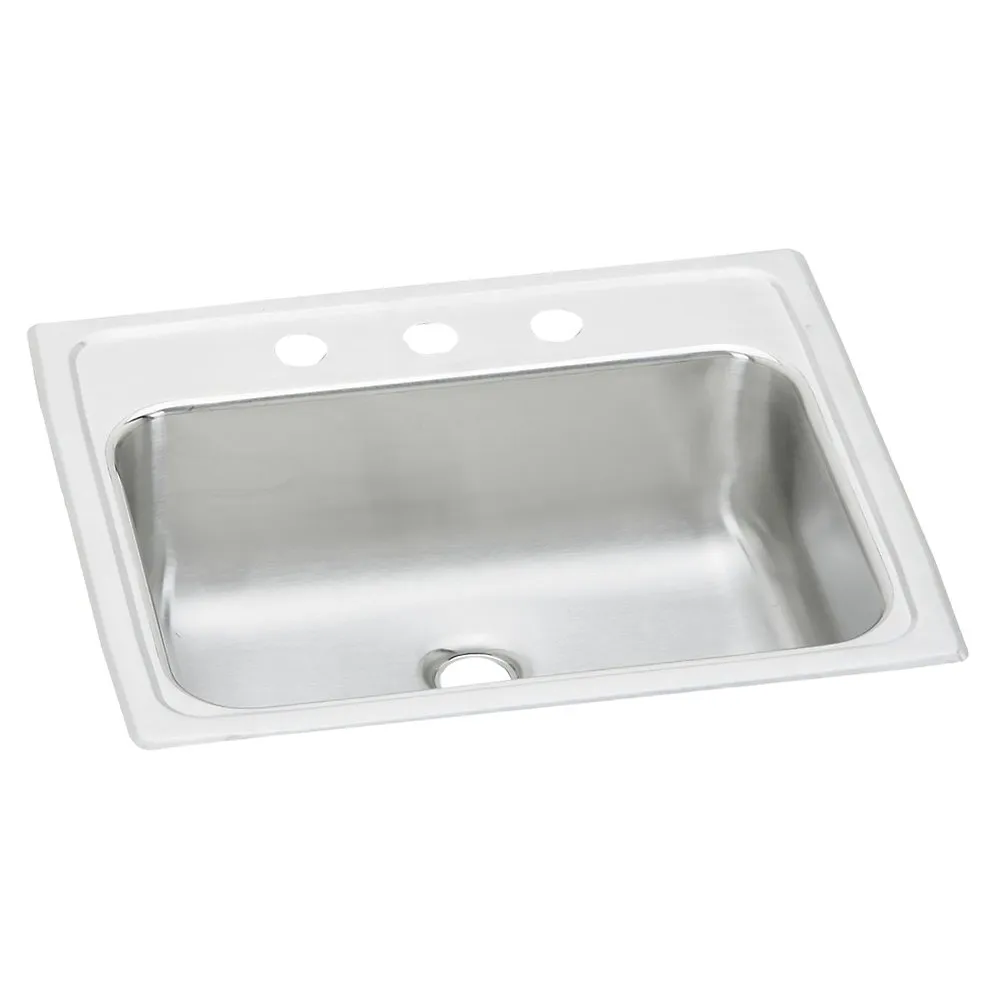 Stainless Steel 19 x 17 x 6-1/8 Inch 3-Hole Single Bowl Drop-in Bathroom Sink