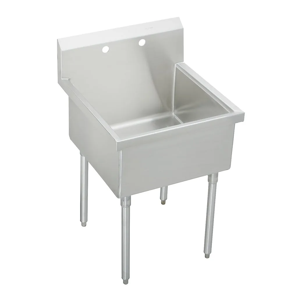 Stainless Steel 27 x 27-1/2 x 14 Inch Floor Mount Single Compartment 2-Hole Scullery Sink