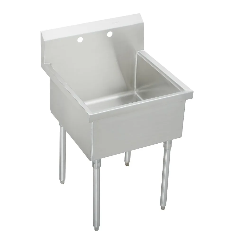 Stainless Steel 33 x 27-1/2 x 14 Inch Floor Mount Single Compartment 2-Hole Scullery Sink