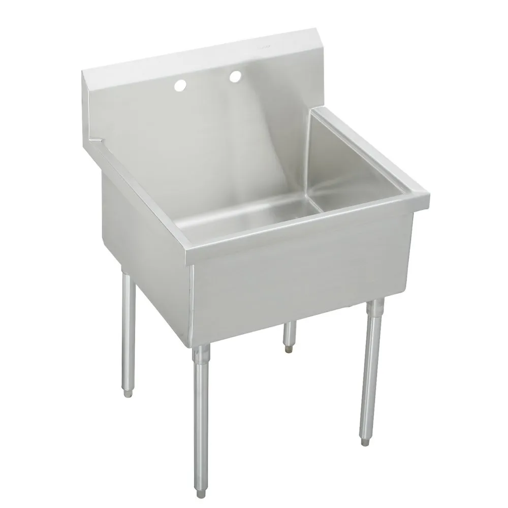 Stainless Steel 39 x 27-1/2 x 14 Inch Floor Mount Single Compartment 2-Hole Scullery Sink