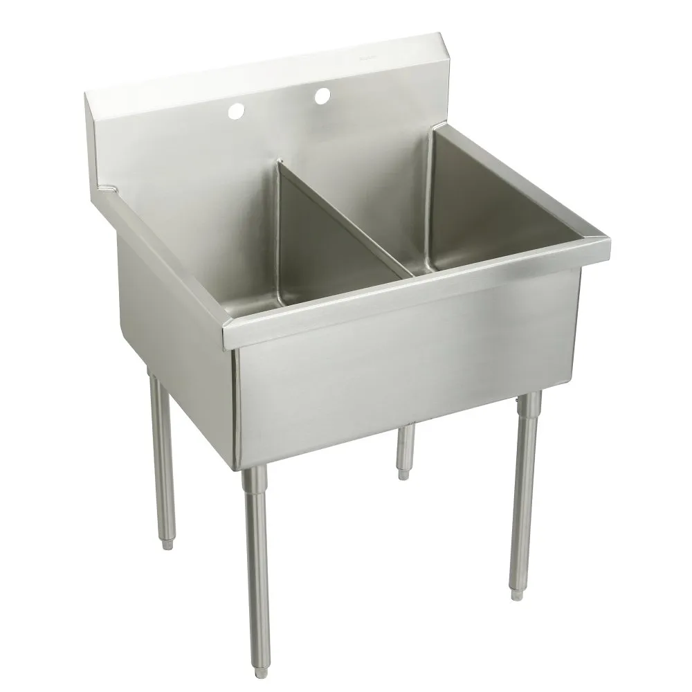 Stainless Steel 33 x 27-1/2 x 14 Inch Floor Mount Double Compartment Scullery Sink
