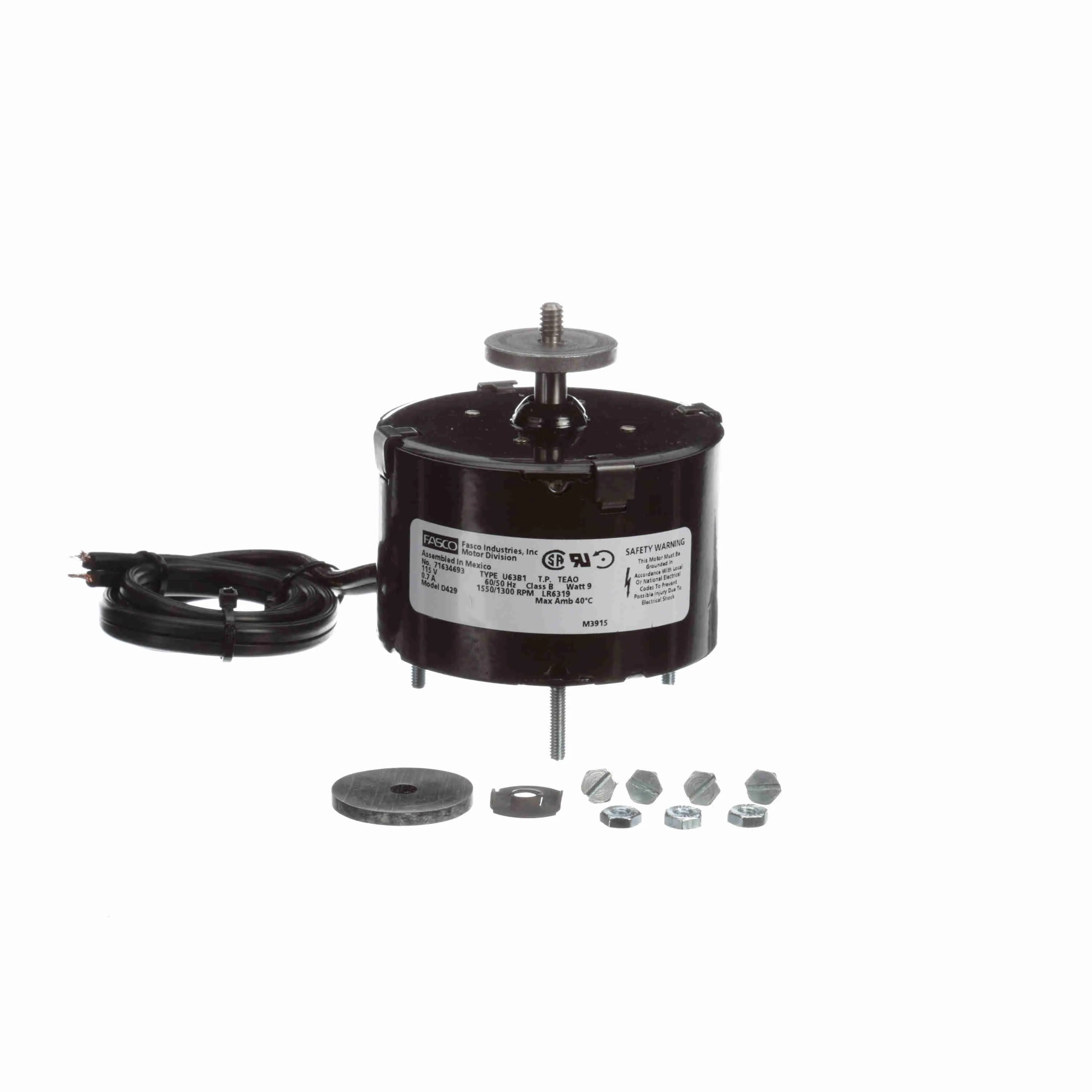 Refrigeration Motor, 1 Phase, 50 Hz, 115 V, 1550/1300 rpm, 1 Speed, 3.3 Inch Dia