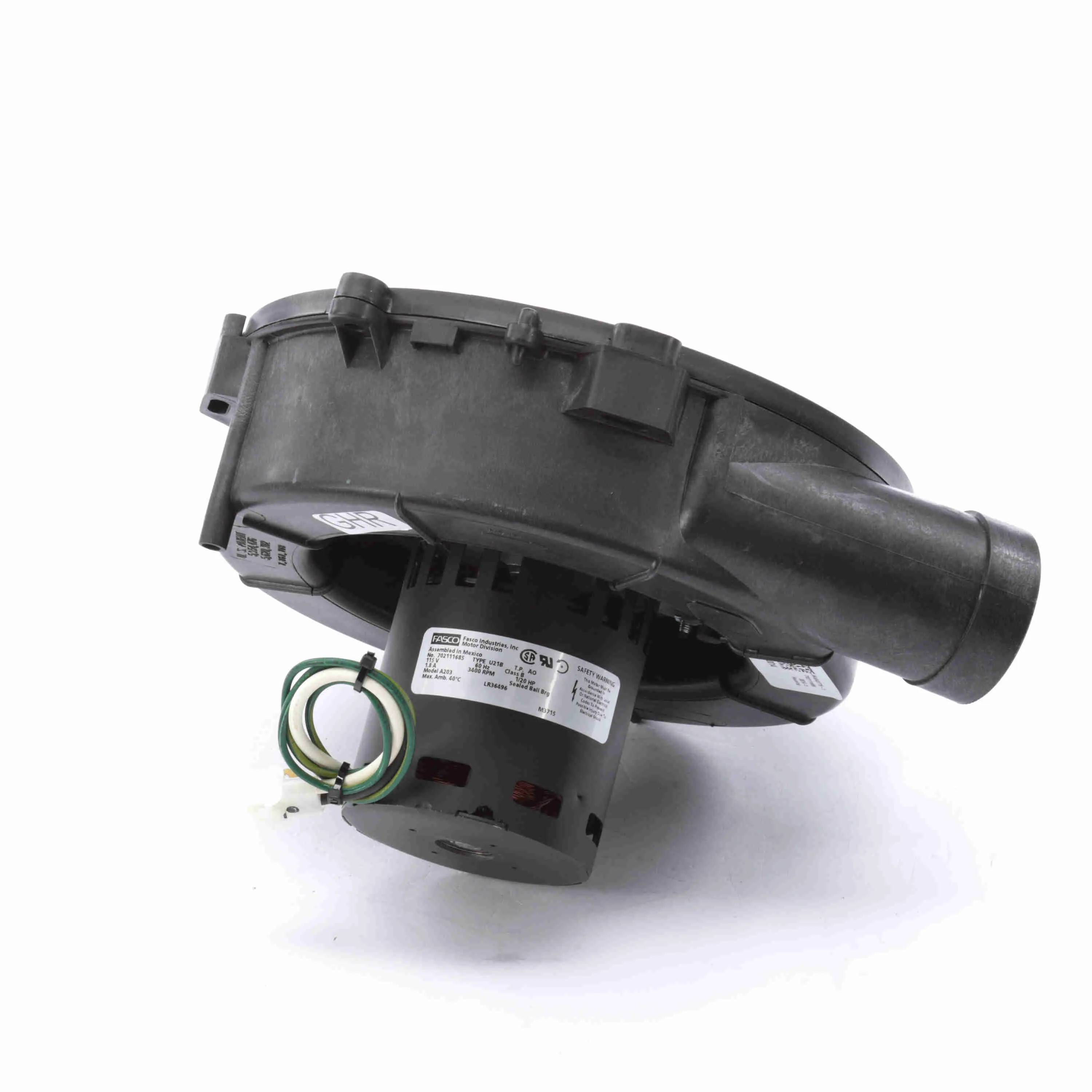 FASCO A203 OEM Blower, Round, 7 1/2 Inch Wheel Dia., Shaded Pole Motor, 115V AC, 1.80A | CJ2XUQ 45KC93