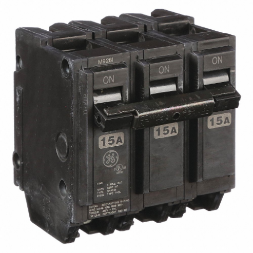 GENERAL ELECTRIC THQL32015 Molded Case Circuit Breaker, 3 Pole, 3 Phase, 15A, 240VAC | CE6KNL