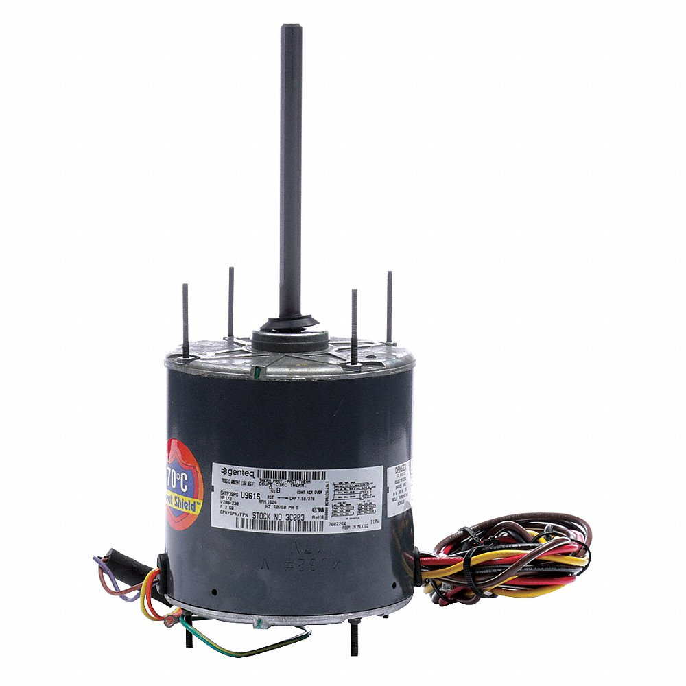 Condenser Fan Motor, 1/2 HP, 1 Phase, 60 Hz, 208-230 V, 1625 RPM, 2 Speed, 48 Frame