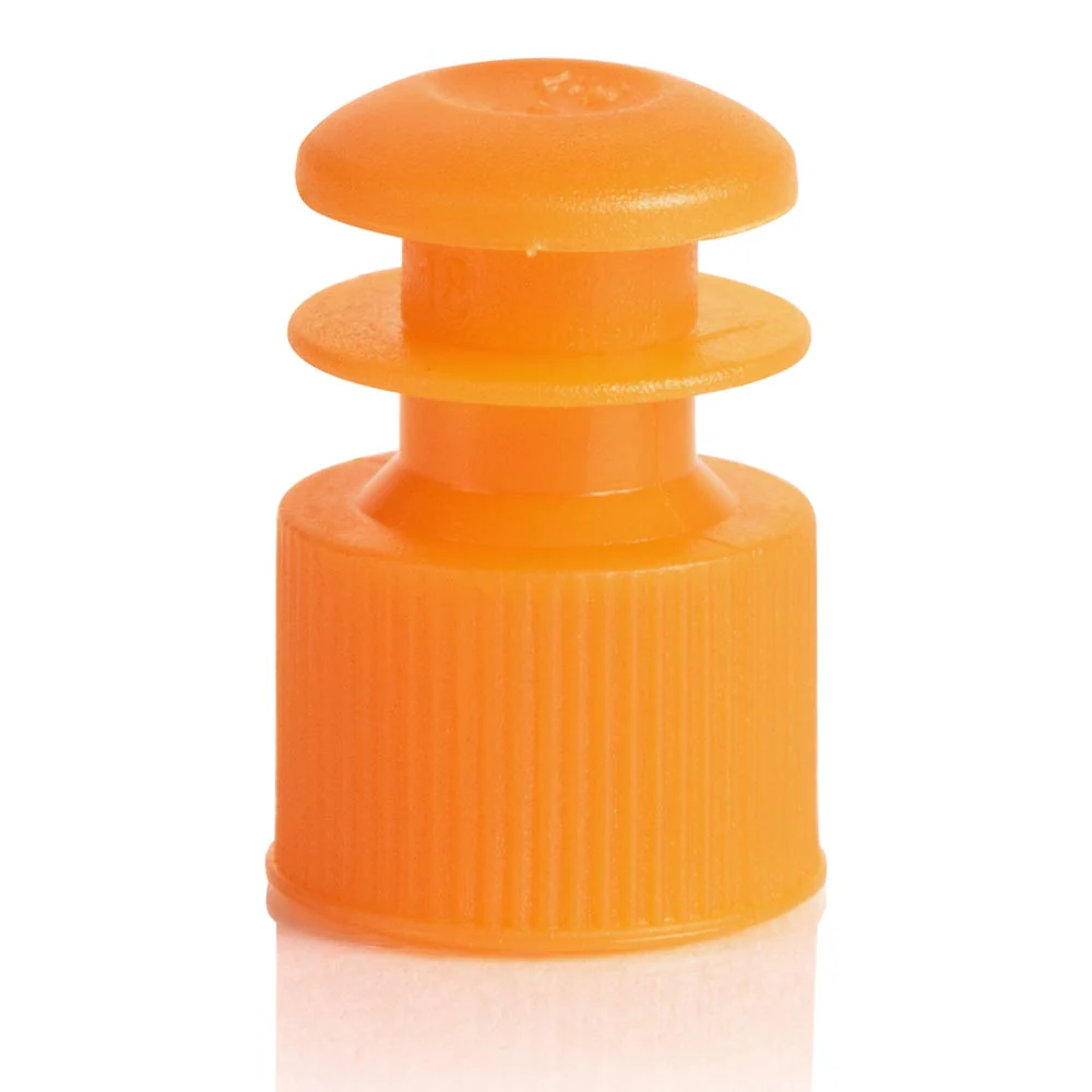 GLOBE SCIENTIFIC 118127N Flange Cap, Polyethylene, Stopper, Orange, 1000 PK | CP6MBQ 52JW74
