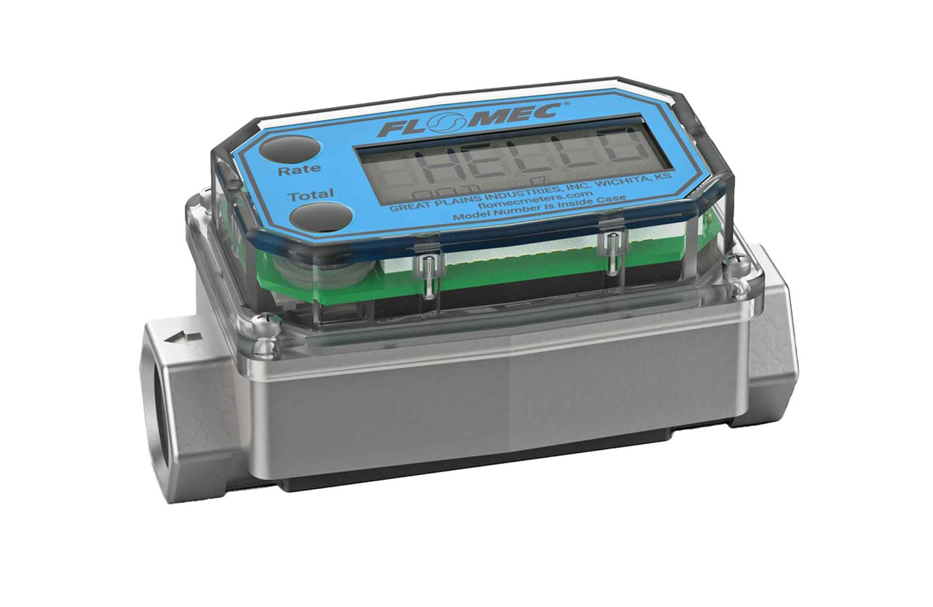 Turbine Flow Meter, 1-10 GPM, Battery Powered Display, 1500 PSI, 1/2 Inch NPT Connection