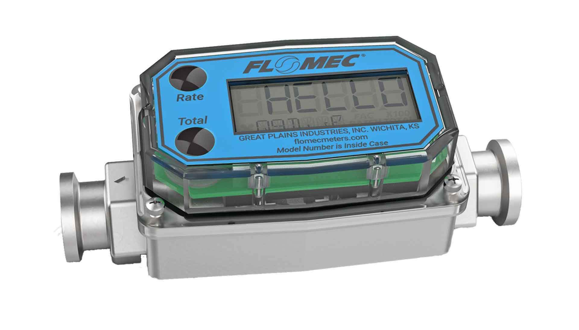 Turbine Flow Meter, 1-10 GPM, Battery Powered Display, 3/4 Inch Tri-Clamp Connection