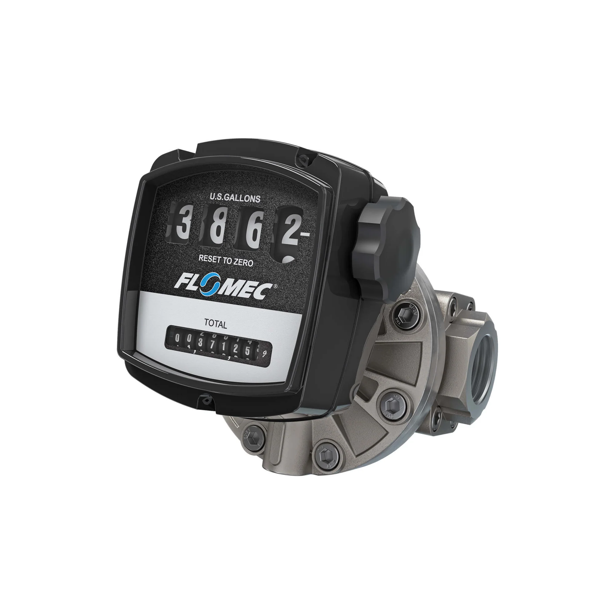 Oval Gear Flow Meter, SS Body, 4-66 GPM, Mechanical Display, 435 PSI