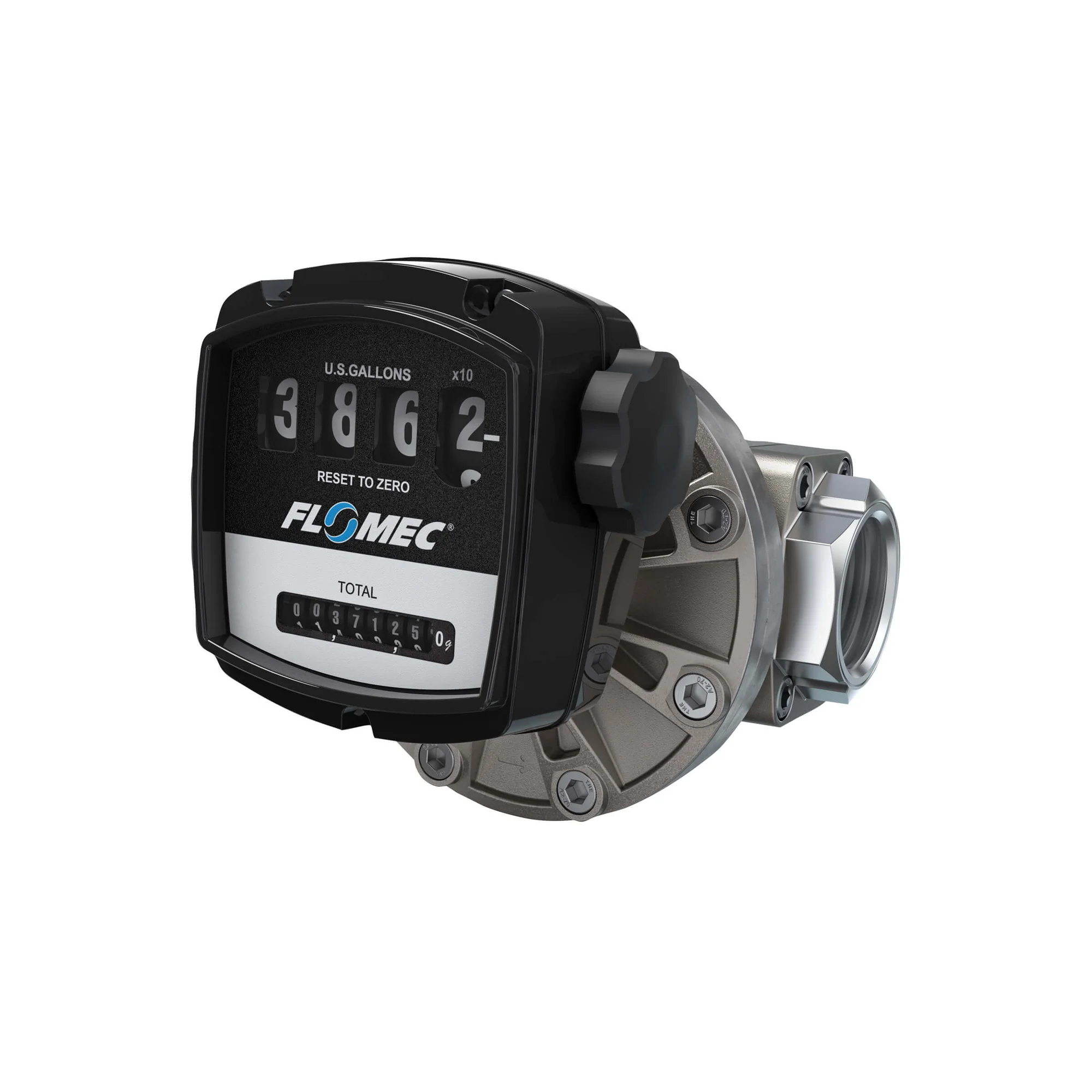 Oval Gear Flow Meter, SS Body, 8-130 GPM, Mechanical Display, 285 PSI