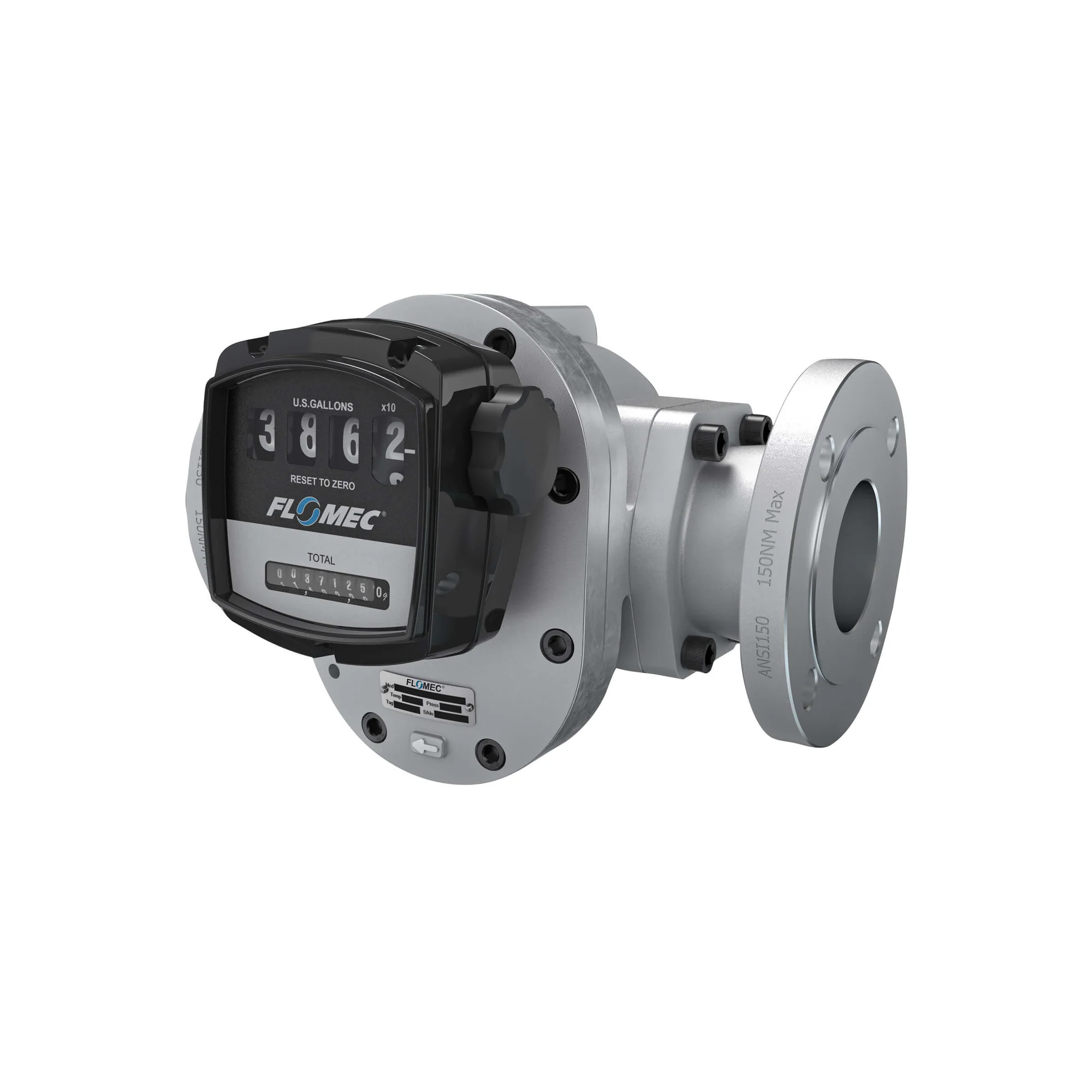 Oval Gear Flow Meter, Aluminum Body, 10-200 GPM, Mechanical Display