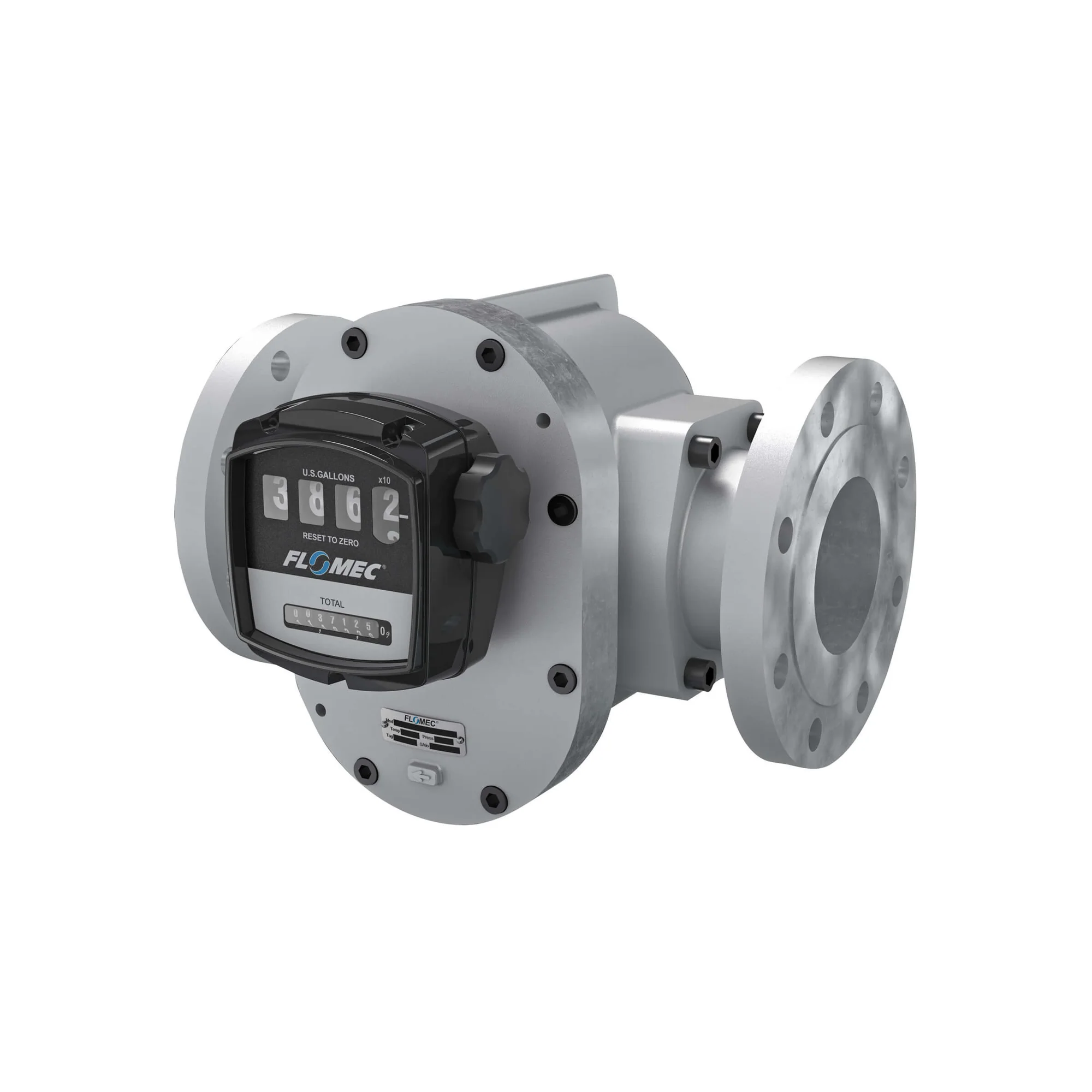 Oval Gear Flow Meter, Aluminum Body, 20-400 GPM, Mechanical Display