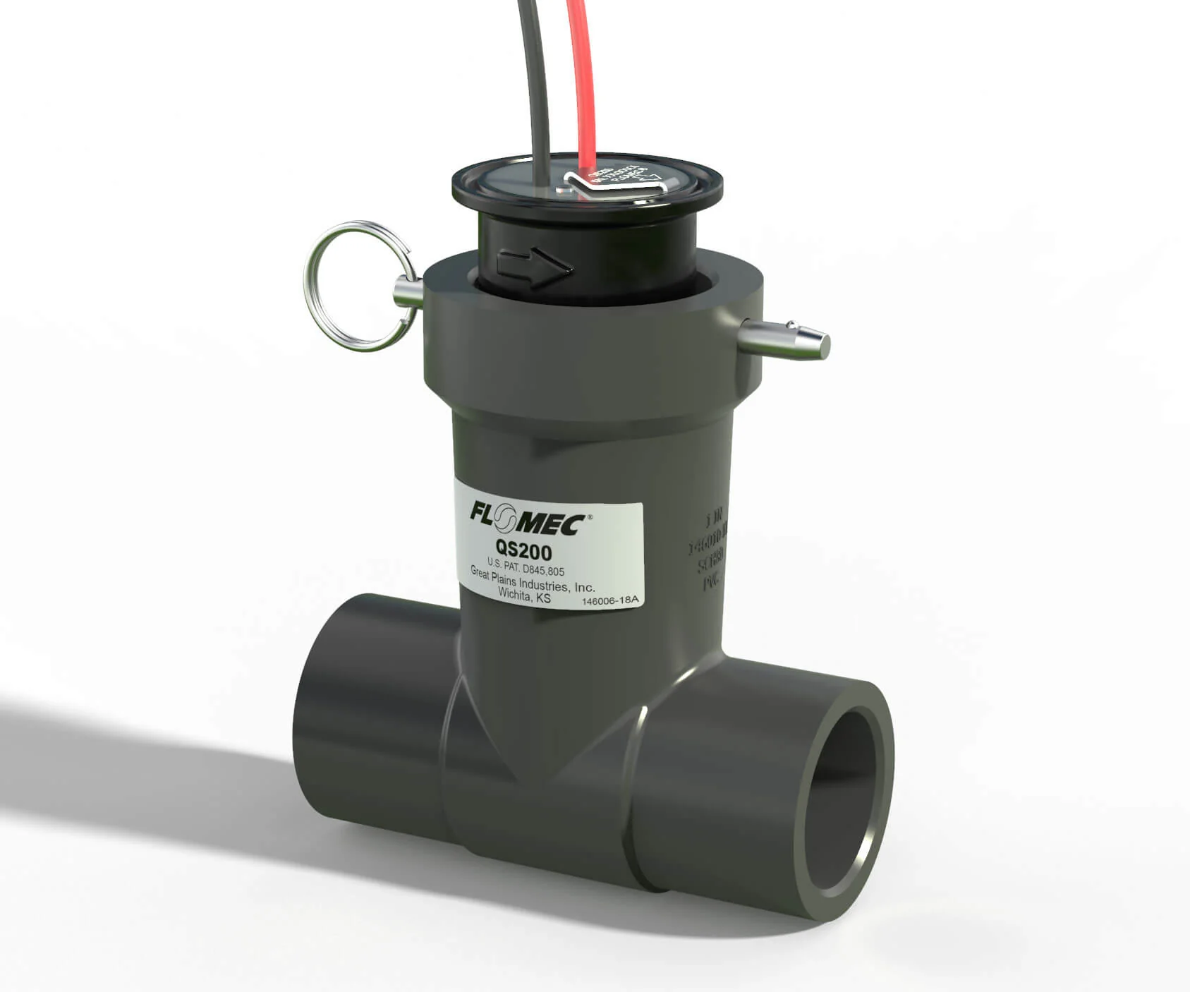 Ultrasonic Insertion Flow Sensor, 0.1 to 15 FPS, 4 Inch Pipe, 4 Inch Socket Connection