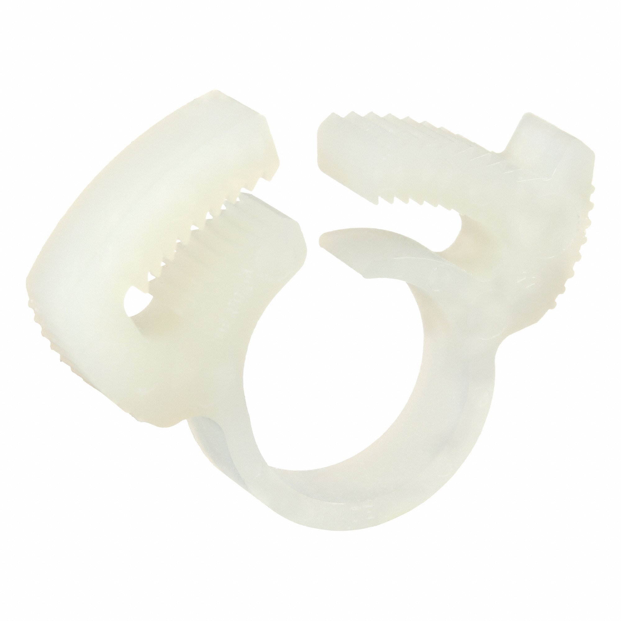 GRAINGER HC-C-PA66-N Double Grip Plastic Hose Clamp, Nylon, White, Double Tooth | CQ4URE 802NM8