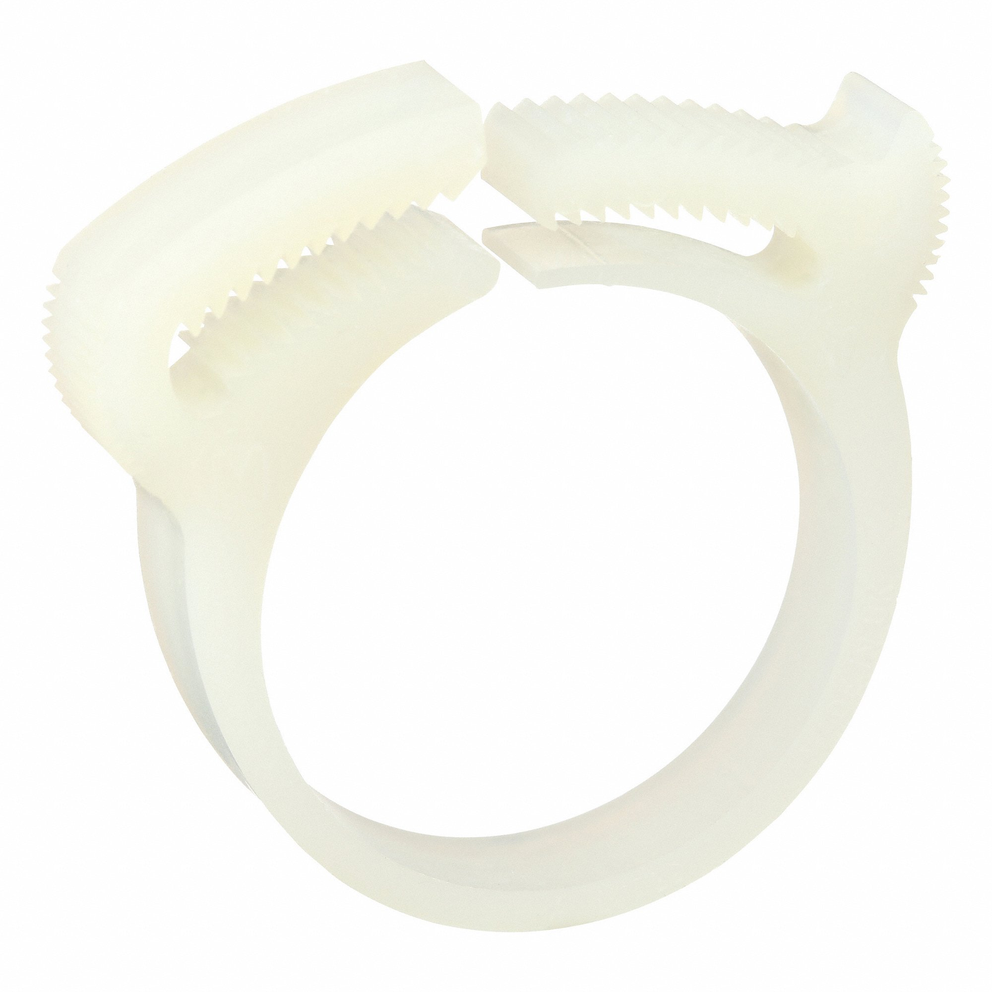 GRAINGER HC-M-PA66-N Double Grip Plastic Hose Clamp, Nylon, White, Double Tooth | CQ4URB 802NN8