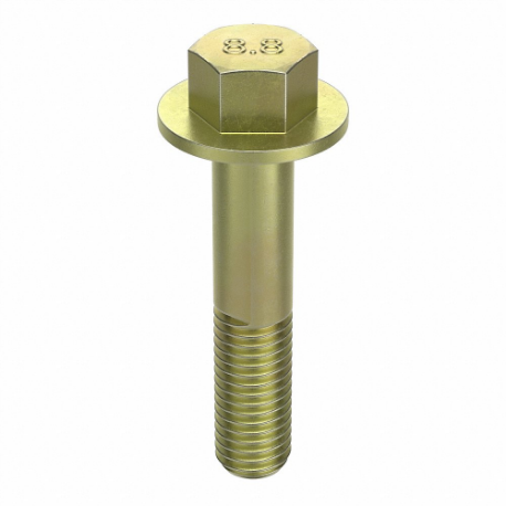 GRAINGER M01256.100.0070 Flange Bolts, Steel, Class 8.8, Zinc Yellow, 70 mm Length, Partially Threaded, Metric | CP9LXY 38CP58
