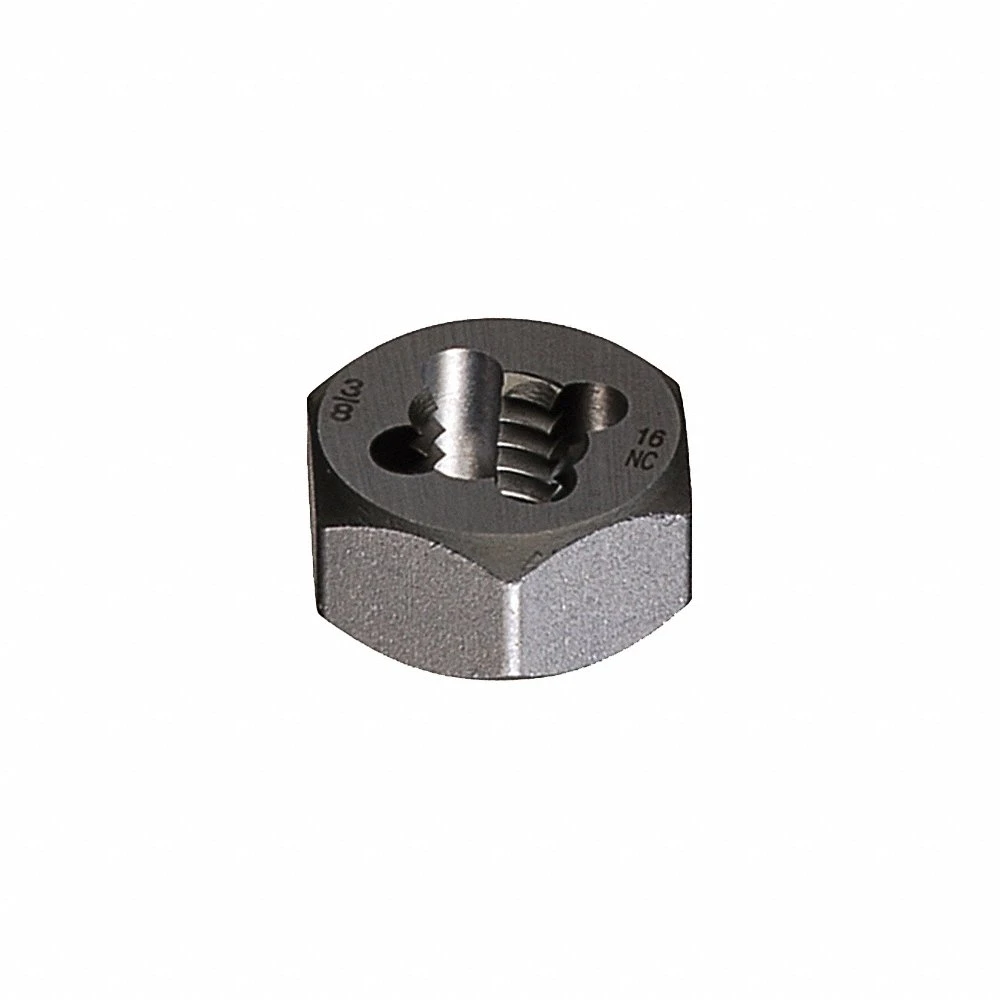 Carbon Hex Die, Solid, Carbon Steel, Right Hand, M4x0.7 Thread Size, Bright