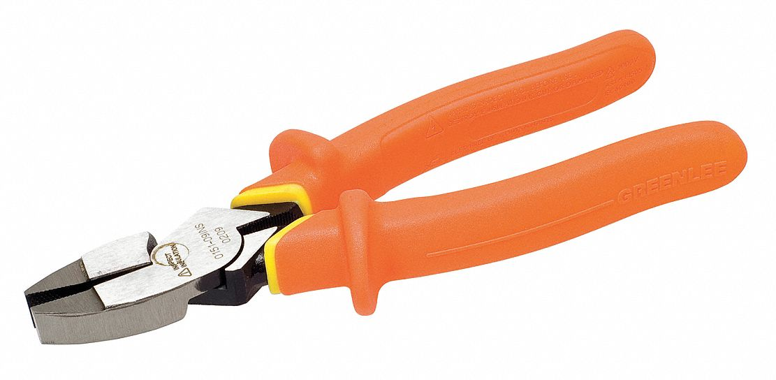 GREENLEE 0151-09-INS Pliers, Insulated Handles, 9-1/2 Inch Overall Length, 1-5/8 Inch Jaw Length, 1000V | AA3HWU 11L599