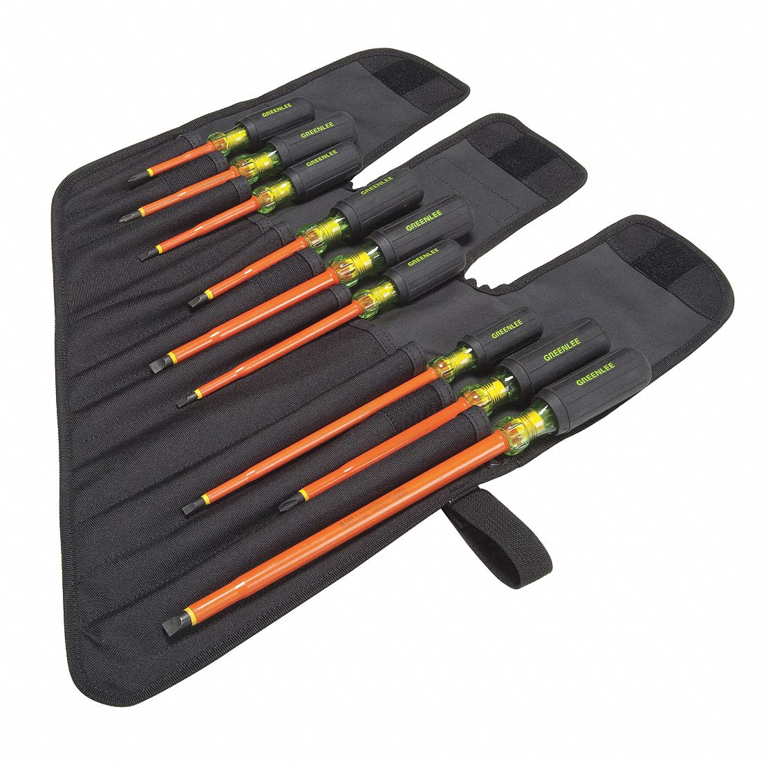 GREENLEE 0153-01-INS Insulated Screwdriver Kit, Black Handle, 9 Pieces | AA3HWV 11L601