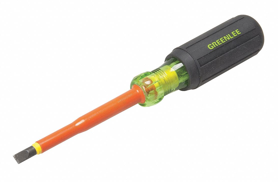 GREENLEE 0153-11-INS Insulated Cabinet Tip Screwdriver, 8-1/4 Inch Overall Length, 1/4 Inch Tip | AA3HWW 11L602