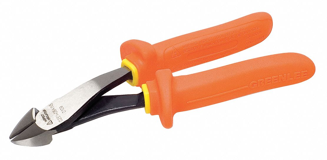 GREENLEE 0251-08A-INS Insulated Diagonal Pliers, 8-1/8 Inch Overall Length | AA3HXE 11L612