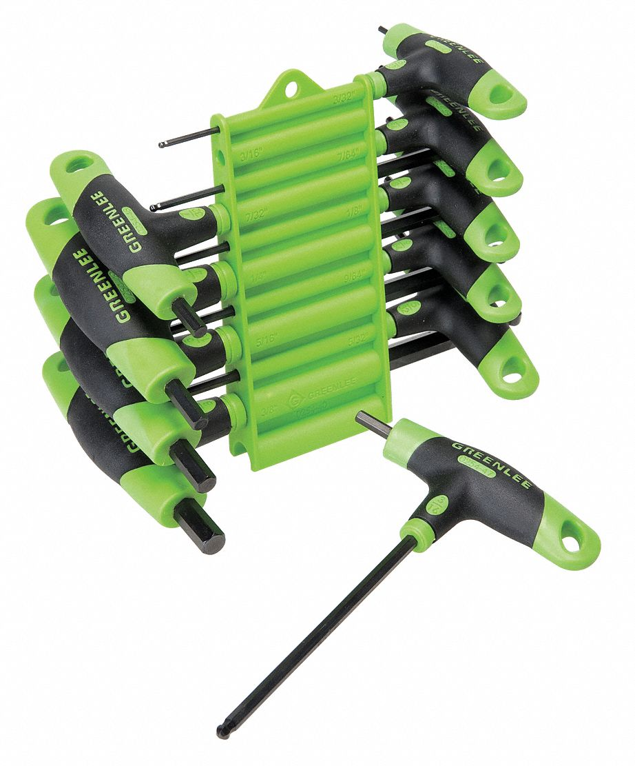 GREENLEE 0254-40 T Handle Hex Key Wrench Set, Chrome Vanadium And Hardened Steel, Black Oxide | AA3HWJ 11L588