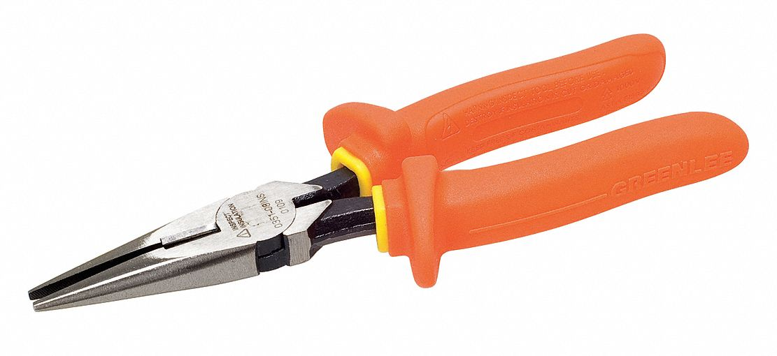 GREENLEE 0351-08-INS Insulated Long Nose Pliers, 9-3/4 Inch Overall Length, Orange | AA3HXP 11L621