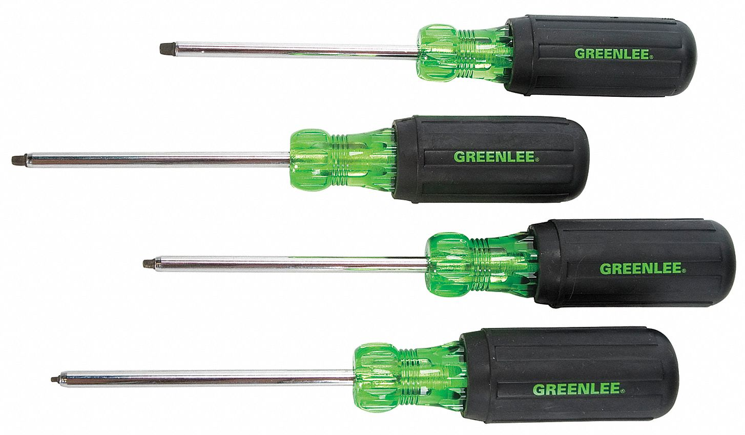 GREENLEE 0353-01C Square Recess Tip Driver Set, Chrome Plated Shank, 4 Pieces | AE4HTW 5KPJ3
