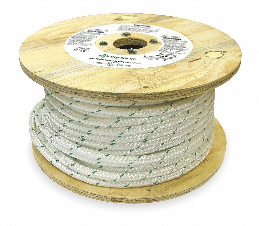 GREENLEE 455 Double Braided Composite Rope, 300 Ft. Length, 1/2 Inch Dia. | AB4EGW 1XGB4