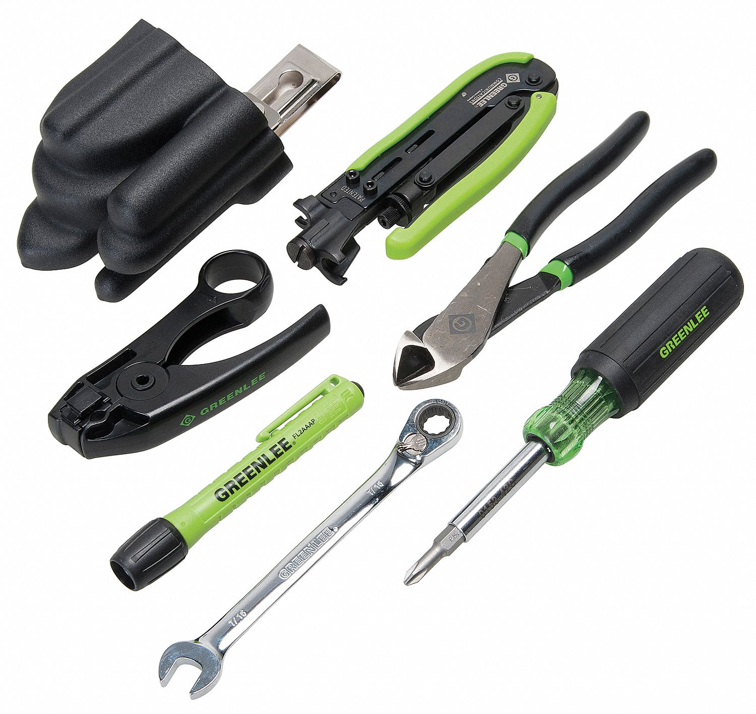 GREENLEE 46601 Professional Coax Cable Tool Kit, 7 Pieces | AF7KVC 21TY17