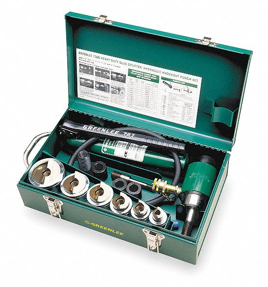 GREENLEE 7506 Hole Punch Set, 1/2 To 2 Inch Conduit Size, 11 Ton Hydraulic Ram | AD6YTN 4CN01