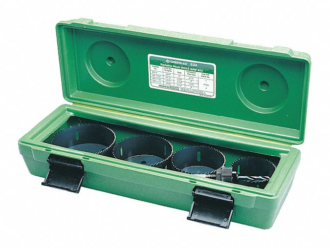 GREENLEE 834 Hole Saw Set, 2-1/2 To 4 Inch Conduit Cutting Size, 5 Pieces | AH4VNQ 35MJ18
