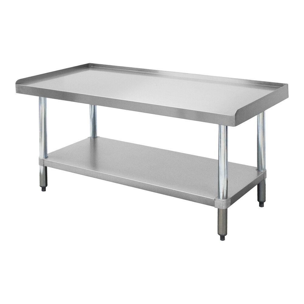 Equipment Stand with Galvanized Undershelf, 30 X 72 Inch Size, Stainless Steel