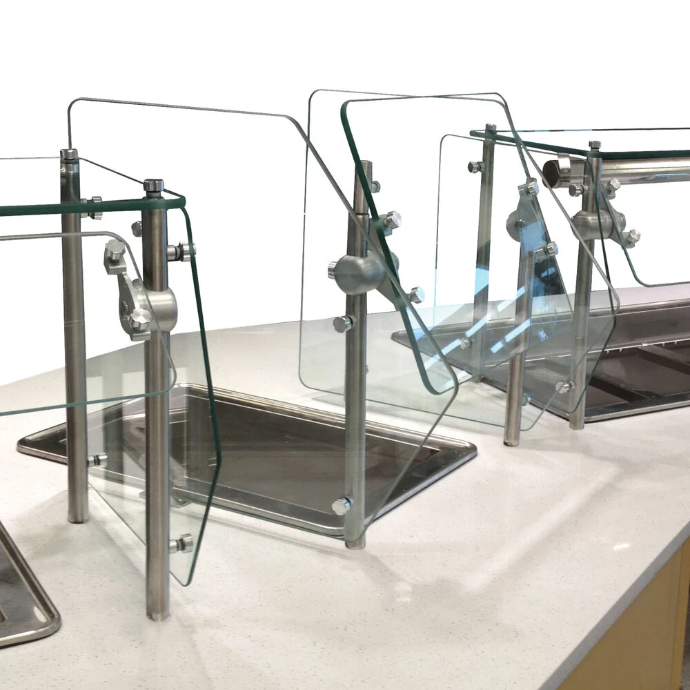 Single Tier Self Service Food Shield with Dual Front Glass, 133 3/4 X 21 7/8 X 22 Inch