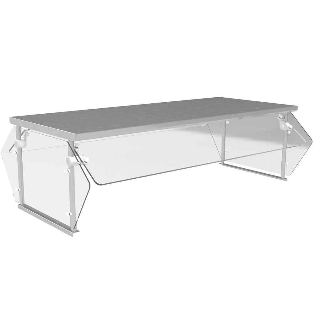 Double-Sided Food Shield with Stainless Steel Shelf, 79 5/8 X 32 1/4 X 18 3/4 Inch Size
