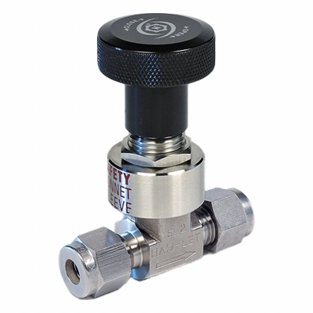 Plumbing Needle Valve, Inline Valve Body, 316 Stainless Steel, Let-Lok x Let-Lok, Let-Lok