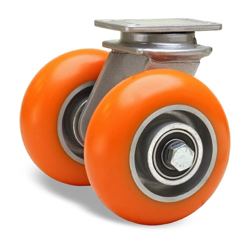 Dual Wheel Swivel Caster, 5 x 2 Inch, 1000 lb at 3 mph, Ergo-tech, 1/2 Inch Bearing