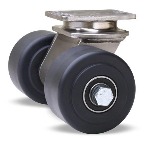 Dual Wheel Swivel Caster, 3 1/2 x 2 Inch, 750 lb at 3 mph, 2 Inch Wheel Face