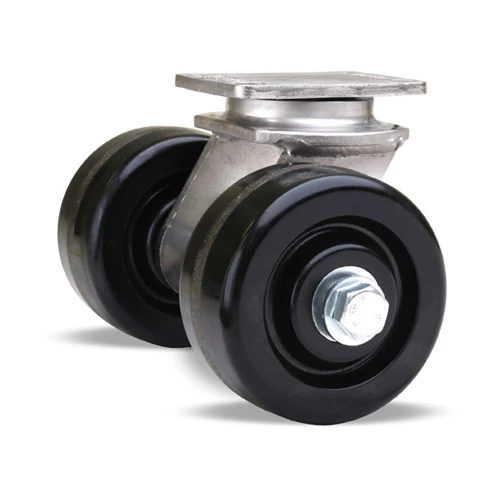 Dual Wheel Swivel Caster, 4 x 2 Inch, 750 lb at 3 mph, Stainless Steel