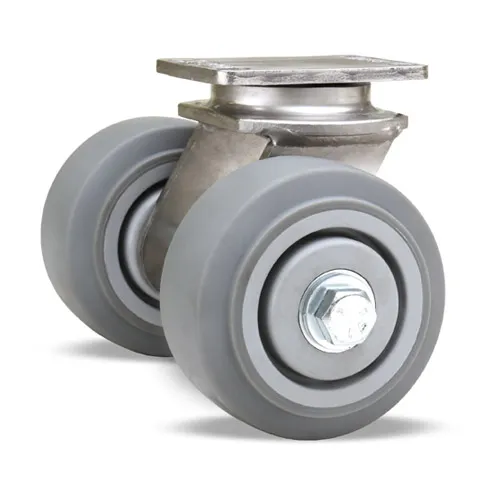 Dual Wheel Swivel Caster, 4 x 2 Inch, 750 lb at 3 mph, 1/2 Inch Precision Bearing