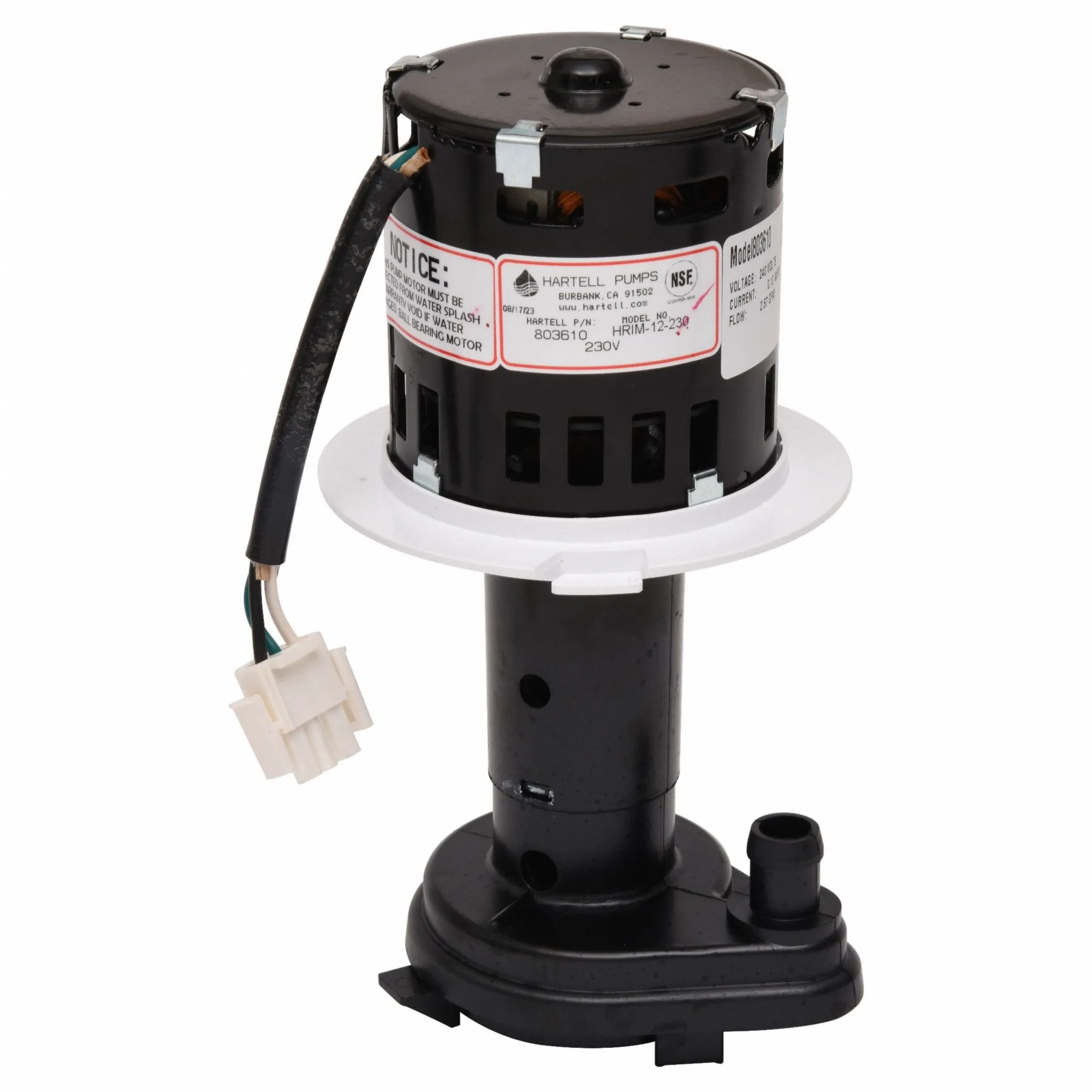 Ice Machine Pump, 1/6 HP, 230 VAC, 0.41 A, 4 ft. Max Lift, 4.8 GPM