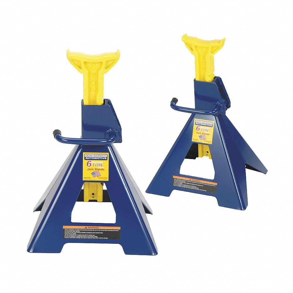 Vehicle Stand, Ratchet Handle, 6 ton Load Capacity, 25 1/4 Inch Max Extended Ht, 1 PR