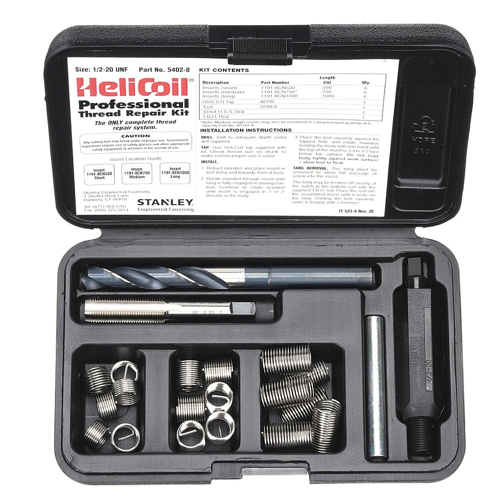 HELICOIL 5402-8 Thread Repair Kit, UNF, 1/2-20 Thread Size, Set of 18 | CH3XRF