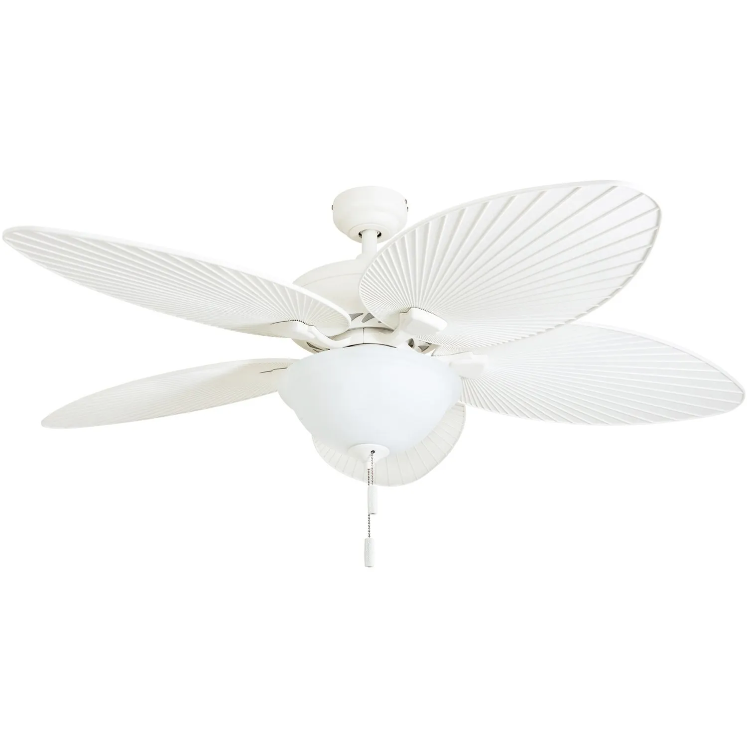 Palm Island, 52 Inch Indoor/Outdoor Ceiling Fan with Bowl Light, White